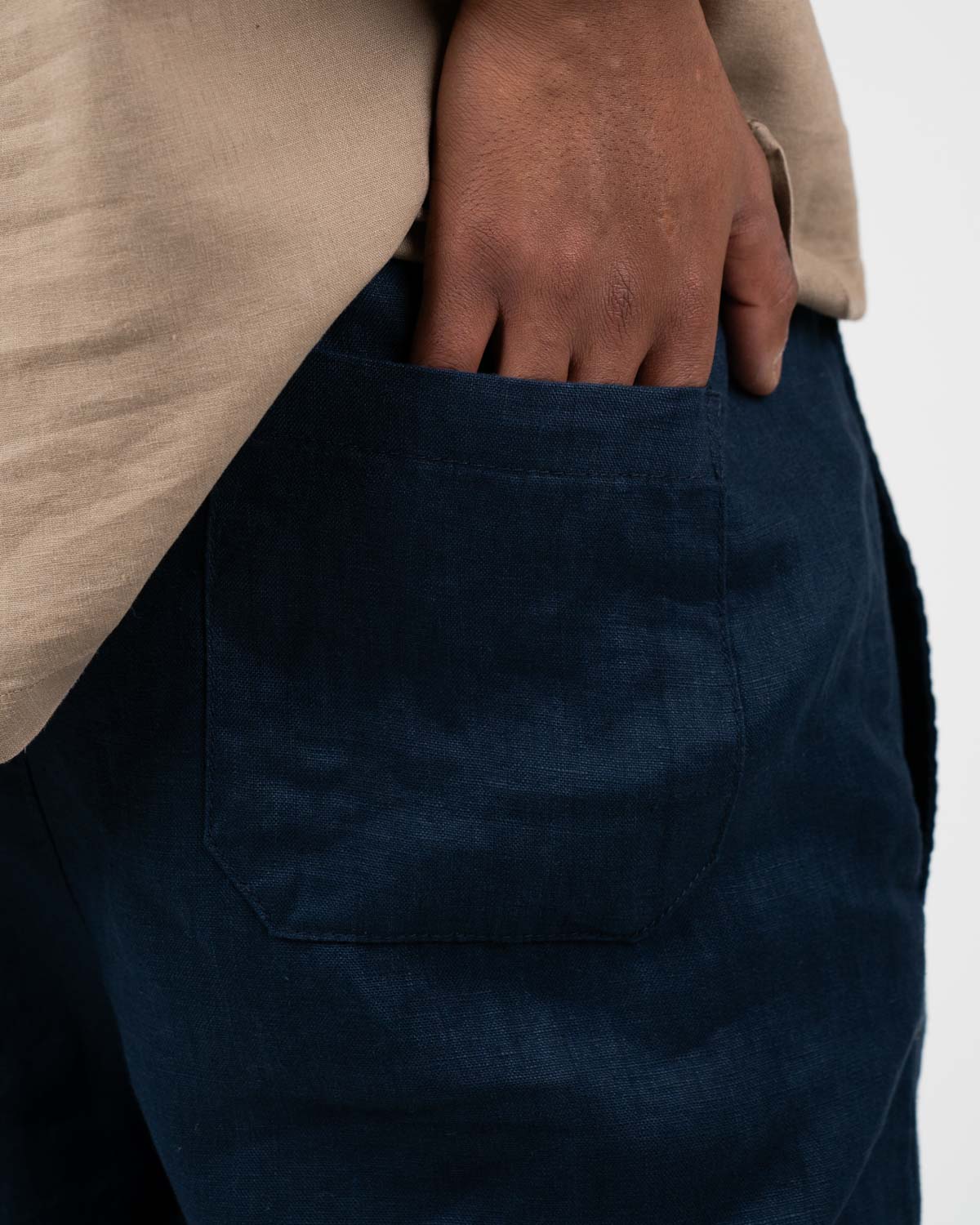 Baggy 100% hørbukser Navy | Skagen - clothing.dk